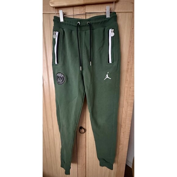 Paris Saint Germain Air Jordan Joggers Mens Size XS Green Zipper Drawstring - Picture 1 of 8
